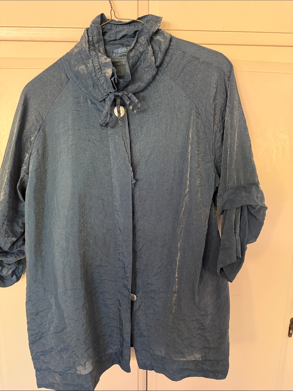 cut loose Cowl Knick Slate Blue Lightweight utility jacket